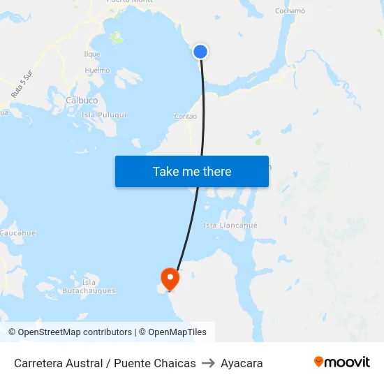 Carretera Austral / Puente Chaicas to Ayacara map