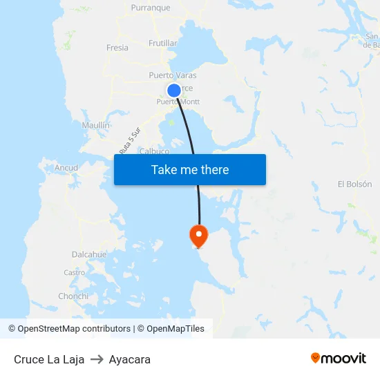 Cruce La Laja to Ayacara map