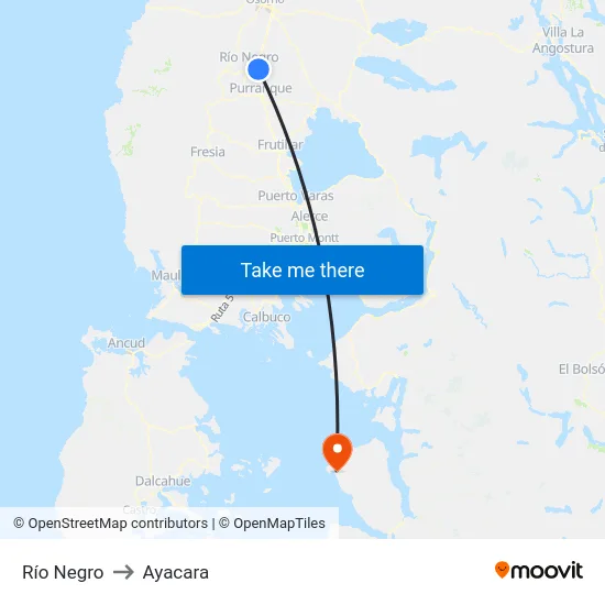 Río Negro to Ayacara map