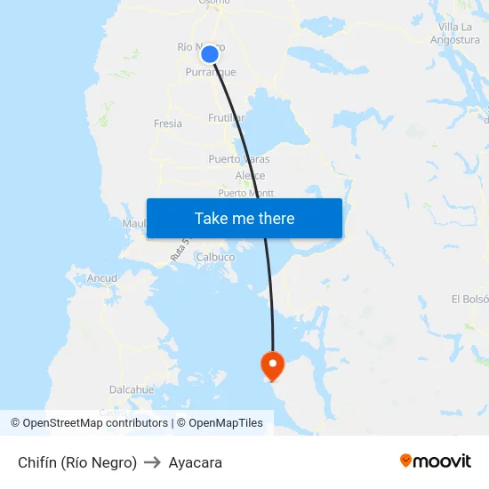 Chifín (Río Negro) to Ayacara map