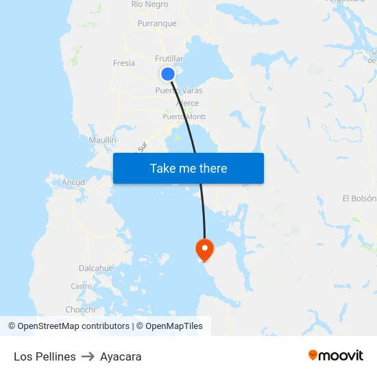 Los Pellines to Ayacara map