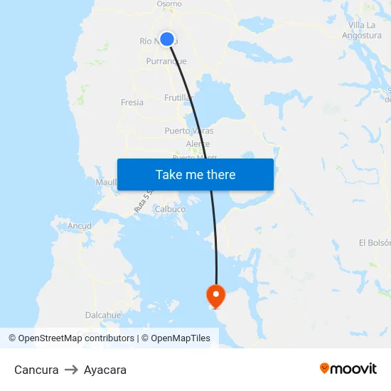 Cancura to Ayacara map