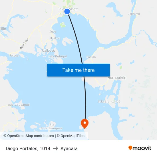 Diego Portales, 1014 to Ayacara map