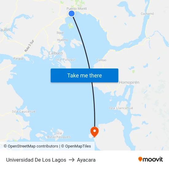 Universidad De Los Lagos to Ayacara map