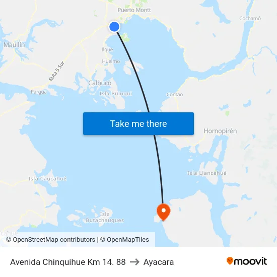 Avenida Chinquihue Km 14. 88 to Ayacara map