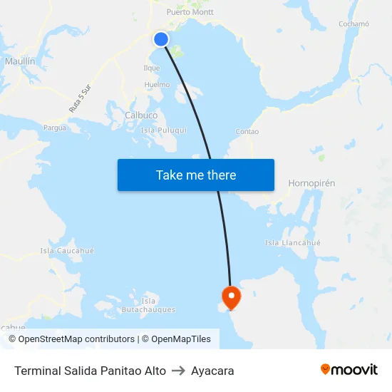 Terminal Salida Panitao Alto to Ayacara map