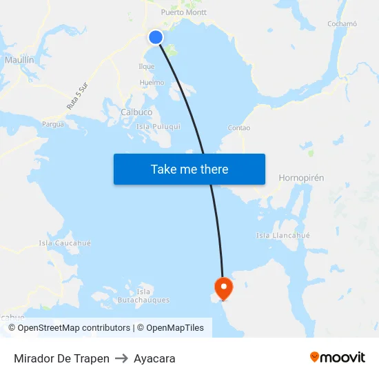 Mirador De Trapen to Ayacara map