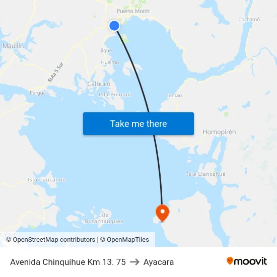 Avenida Chinquihue Km 13. 75 to Ayacara map