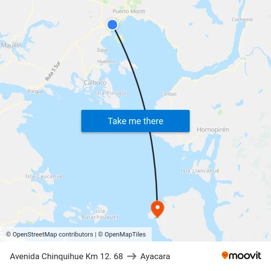 Avenida Chinquihue Km 12. 68 to Ayacara map