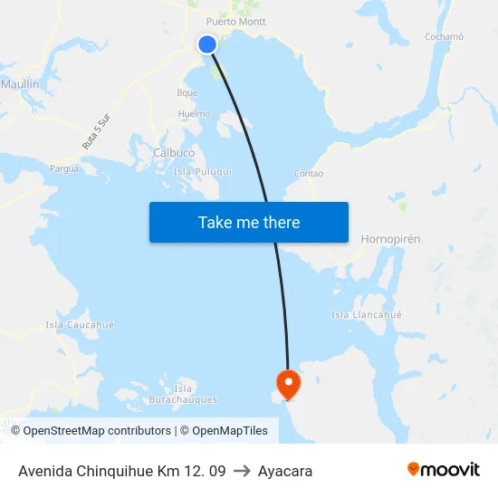 Avenida Chinquihue Km 12. 09 to Ayacara map