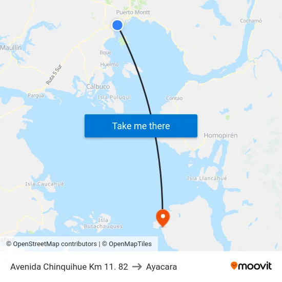 Avenida Chinquihue Km 11. 82 to Ayacara map