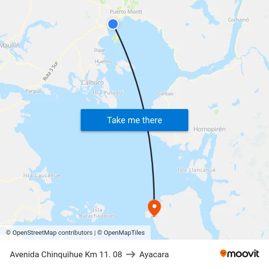 Avenida Chinquihue Km 11. 08 to Ayacara map