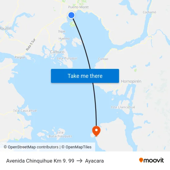 Avenida Chinquihue Km 9. 99 to Ayacara map