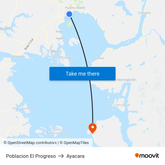 Poblacion El Progreso to Ayacara map