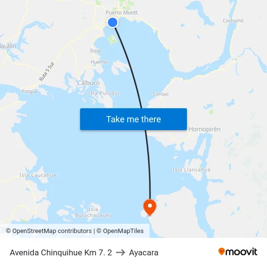 Avenida Chinquihue Km 7. 2 to Ayacara map