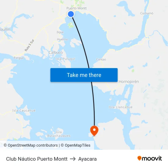 Club Náutico Puerto Montt to Ayacara map