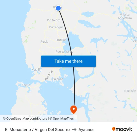 El Monasterio / Virgen Del Socorro to Ayacara map