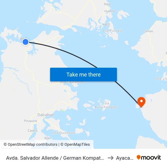 Avda. Salvador Allende / German Kompatzki to Ayacara map