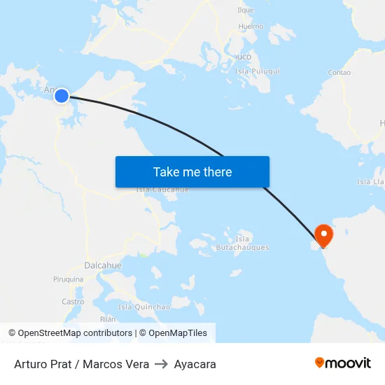 Arturo Prat / Marcos Vera to Ayacara map