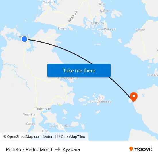 Pudeto / Pedro Montt to Ayacara map