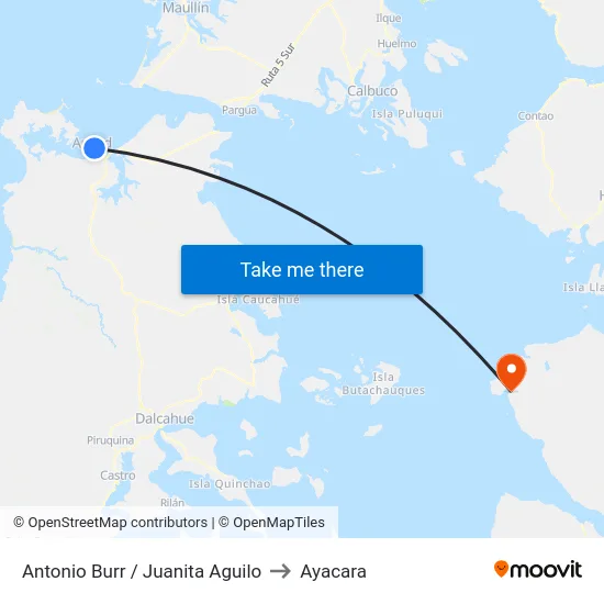Antonio Burr / Juanita Aguilo to Ayacara map