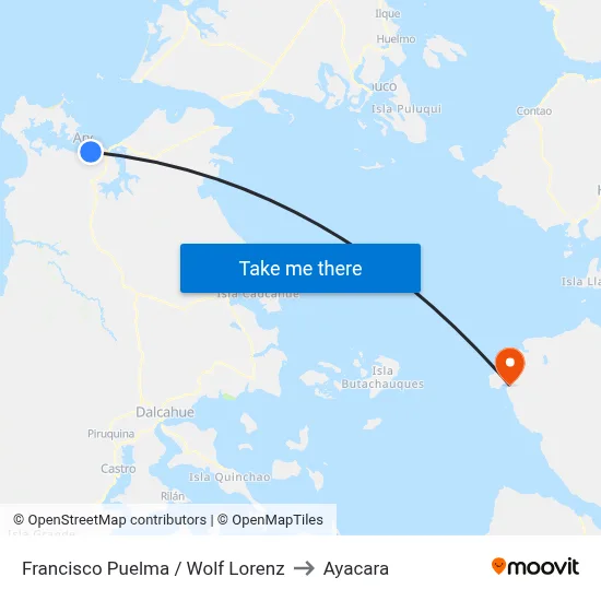 Francisco Puelma / Wolf Lorenz to Ayacara map
