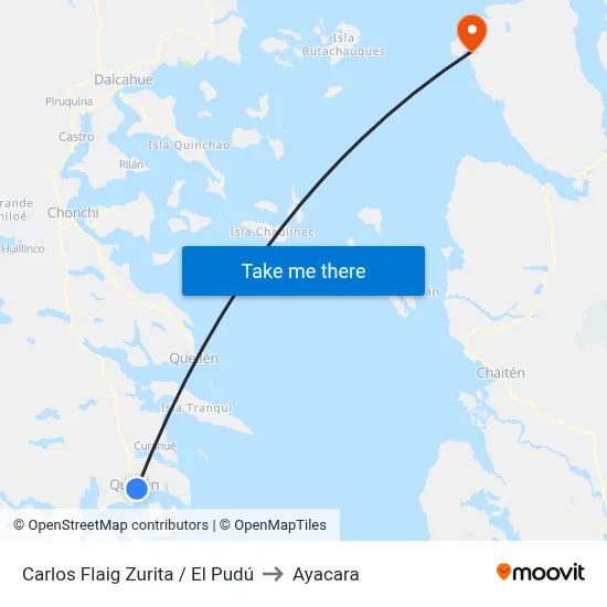 Carlos Flaig Zurita / El Pudú to Ayacara map