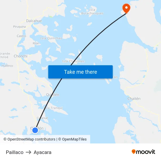 Paillaco to Ayacara map