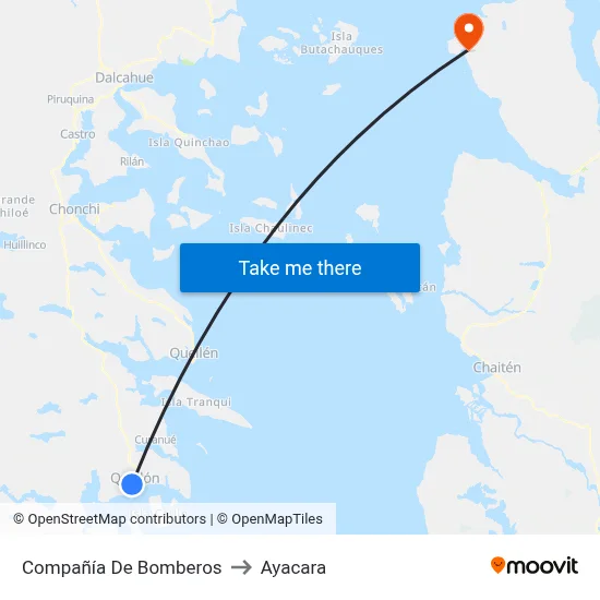 Compañía De Bomberos to Ayacara map