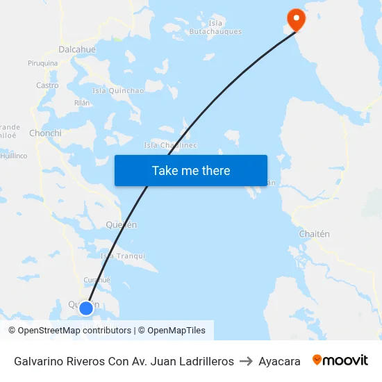 Galvarino Riveros Con Av. Juan Ladrilleros to Ayacara map