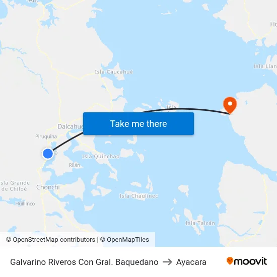 Galvarino Riveros Con Gral. Baquedano to Ayacara map