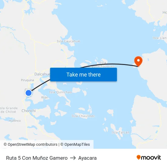 Ruta 5 Con Muñoz Gamero to Ayacara map