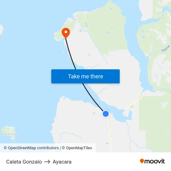 Caleta Gonzalo to Ayacara map
