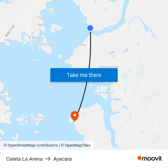 Caleta La Arena to Ayacara map