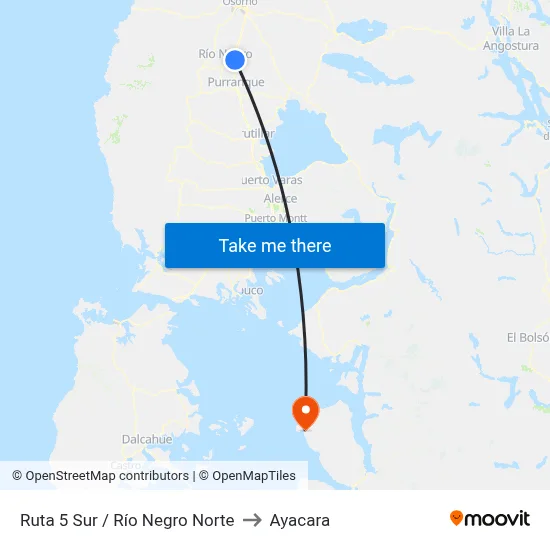 Ruta 5 Sur / Río Negro Norte to Ayacara map