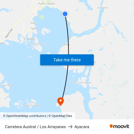 Carretera Austral / Los Arrayanes to Ayacara map