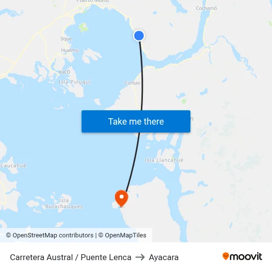 Carretera Austral / Puente Lenca to Ayacara map