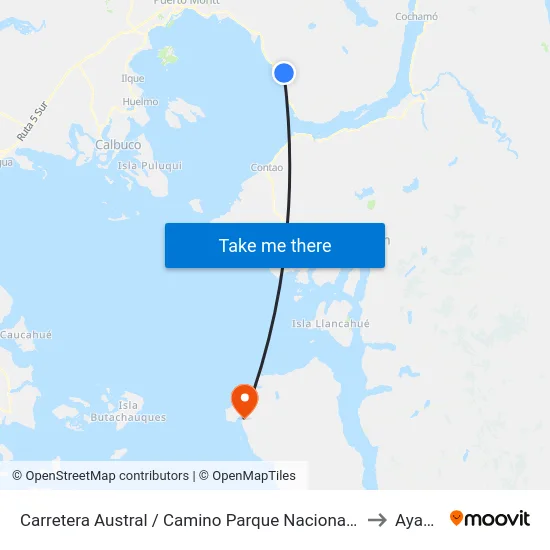 Carretera Austral / Camino Parque Nacional Alerce Andino to Ayacara map