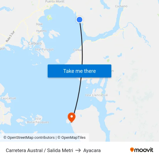Carretera Austral / Salida Metri to Ayacara map