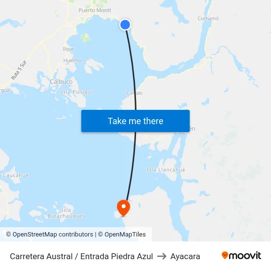 Carretera Austral / Entrada Piedra Azul to Ayacara map