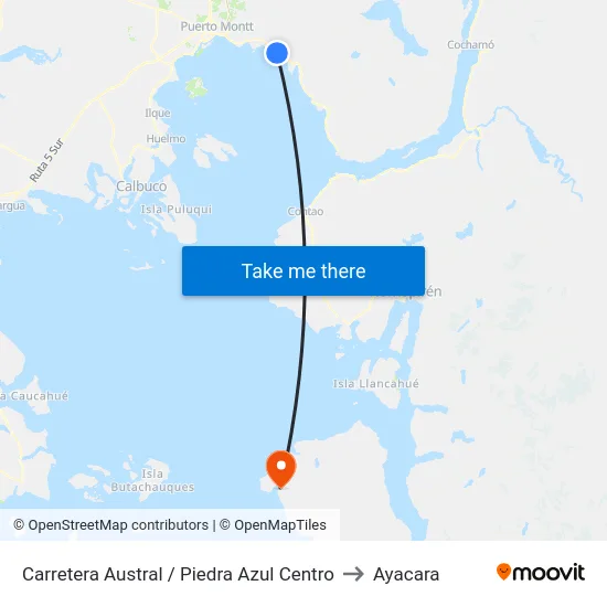 Carretera Austral / Piedra Azul Centro to Ayacara map