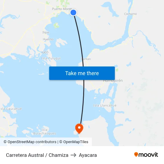 Carretera Austral / Chamiza to Ayacara map