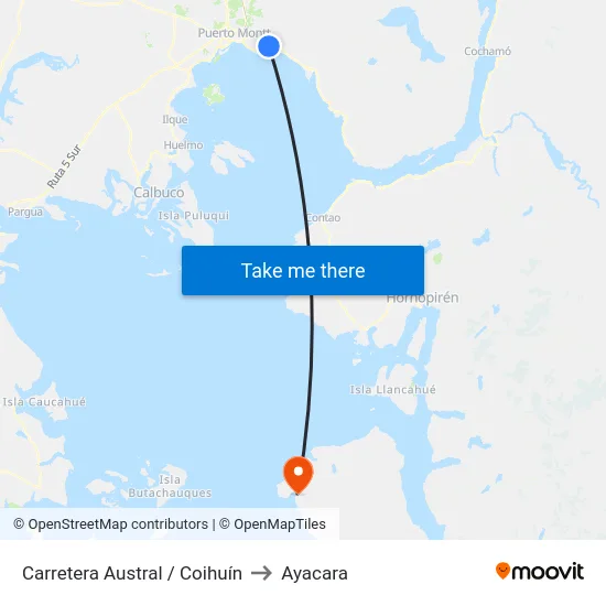 Carretera Austral / Coihuín to Ayacara map