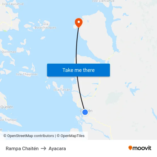Rampa Chaitén to Ayacara map