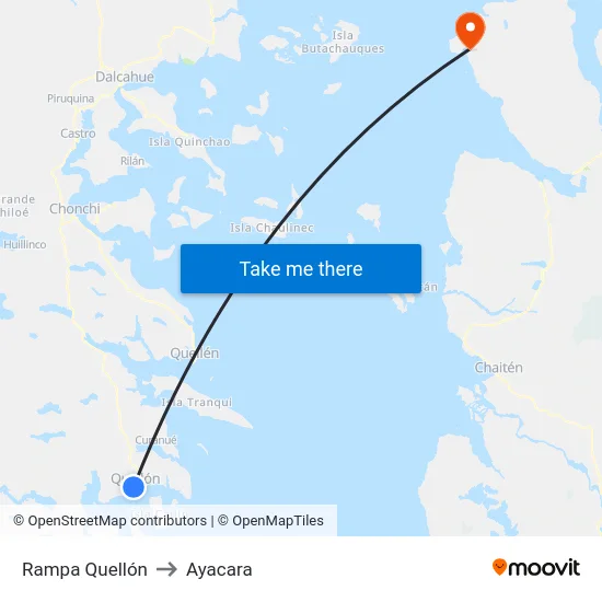 Rampa Quellón to Ayacara map