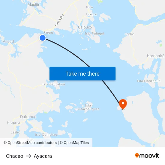 Chacao to Ayacara map