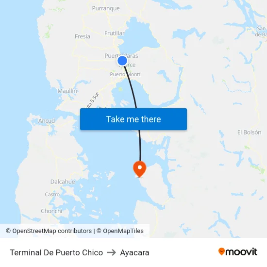 Terminal De Puerto Chico to Ayacara map