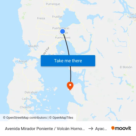 Avenida Mirador Poniente / Volcán Hornopirén to Ayacara map