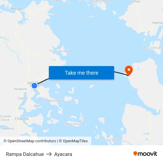 Rampa Dalcahue to Ayacara map