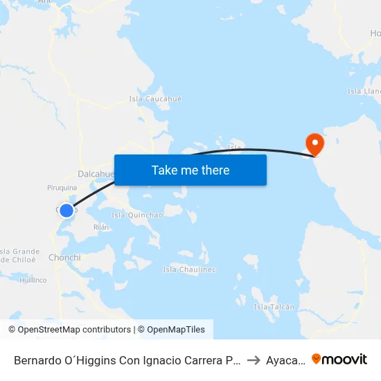 Bernardo O´Higgins Con Ignacio Carrera Pinto to Ayacara map